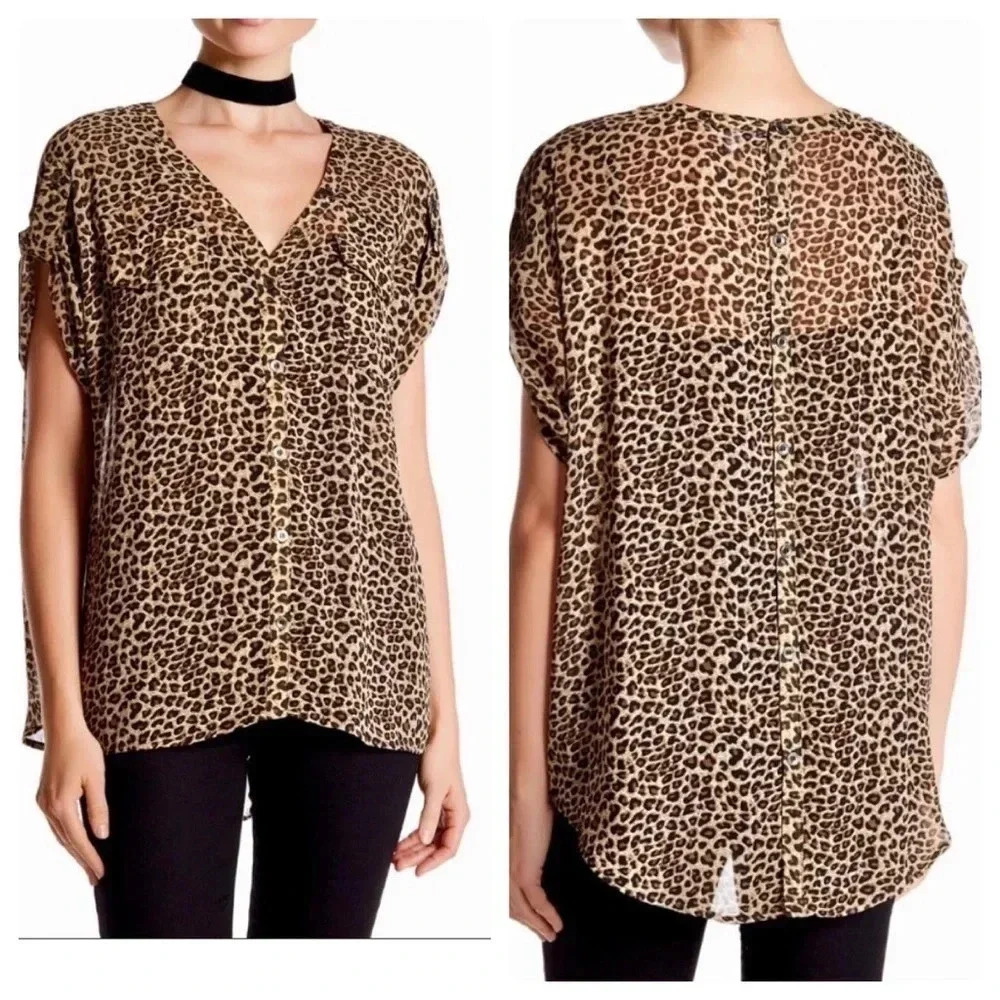 Daniel Rainn | Leopard Print Button Back Blouse S… - image 1